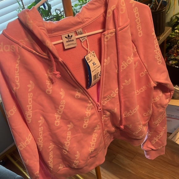 Adidas cropped signature hooded jacket XL NWT - Picture 3 of 6